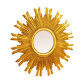 35.5" Round Wood Sunburst Wall Mirror Gold Finish - Storied Home: Eclectic Foyer Accent, MDF Composite
