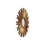 35.5" Round Sunburst Wall Mirror, Gold, 1-Person