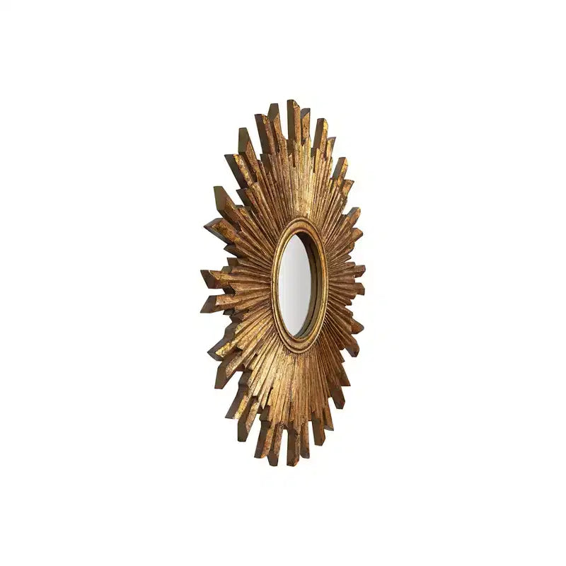 35.5" Round Sunburst Wall Mirror, Gold, 1-Person