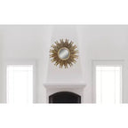 35.5" Round Sunburst Wall Mirror, Gold, 1-Person