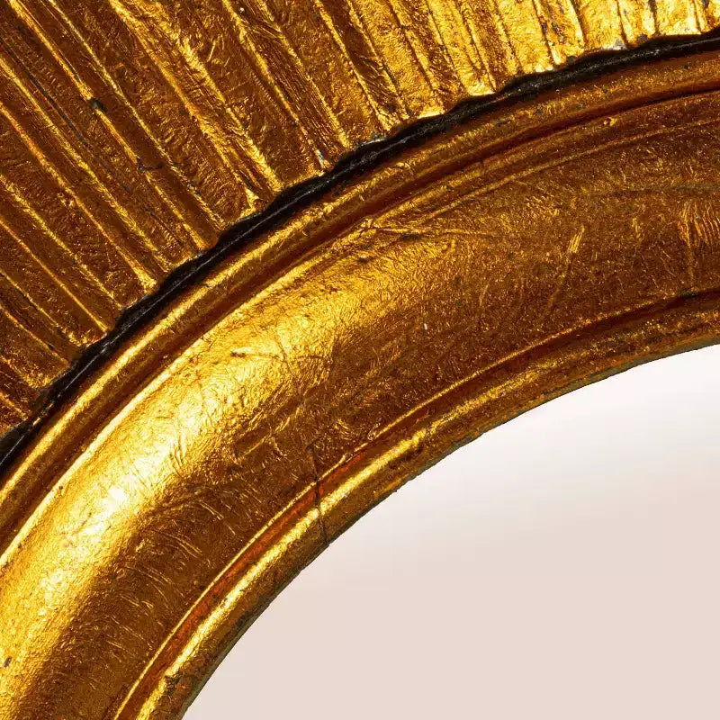 35.5" Round Sunburst Wall Mirror, Gold, 1-Person