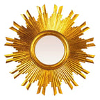 35.5" Round Sunburst Wall Mirror, Gold, 1-Person
