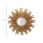 35.5" Round Sunburst Wall Mirror, Gold, 1-Person
