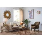 35.5" Round Sunburst Wall Mirror, Gold, 1-Person
