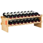 AEELLEEA 18 Bottle Stackable Modular Wine Rack Bamboo Wood Display Shelf 2-Tier On-Site
