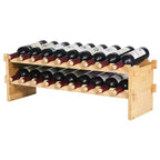 Natural Bamboo 2-Tier Wine Rack, 18-Bottle Countertop Storage