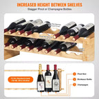 Natural Bamboo 2-Tier Wine Rack, 18-Bottle Countertop Storage
