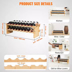 Natural Bamboo 2-Tier Wine Rack, 18-Bottle Countertop Storage