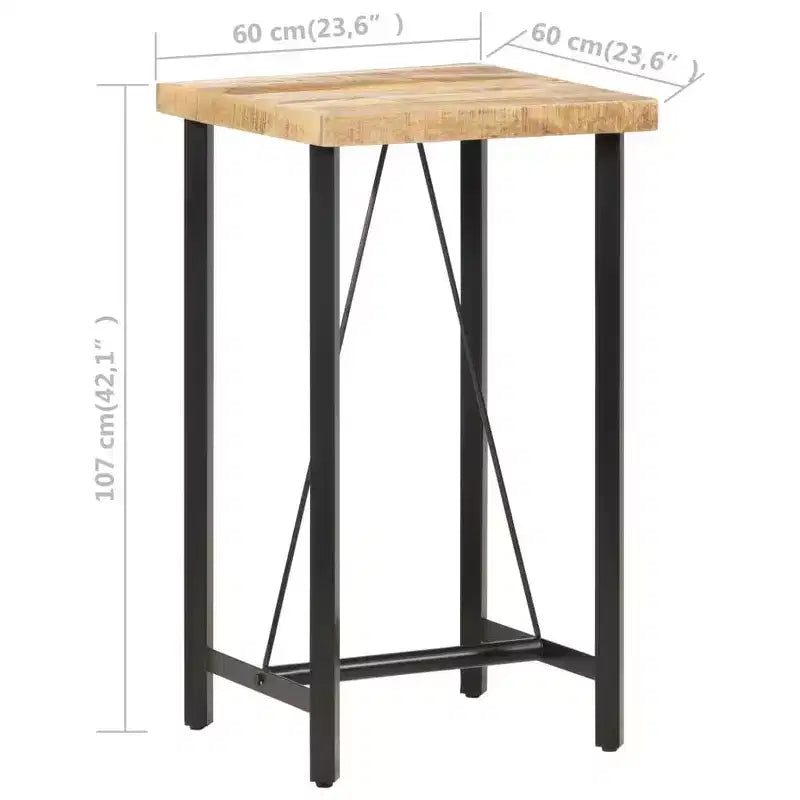 Brown Square Bar Table, Iron Frame, Seats 2