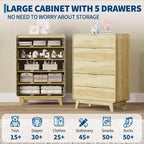 White Ribbed 5-Drawer Dresser, Single Unit