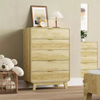 White Ribbed 5-Drawer Dresser, Single Unit
