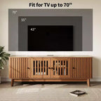 Black & Walnut Rectangular TV Stand with Storage, Fits TVs up to 70"