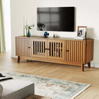 Black & Walnut Rectangular TV Stand with Storage, Fits TVs up to 70"