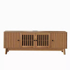 Black & Walnut Rectangular TV Stand with Storage, Fits TVs up to 70"