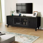 Black & Walnut Rectangular TV Stand with Storage, Fits TVs up to 70"