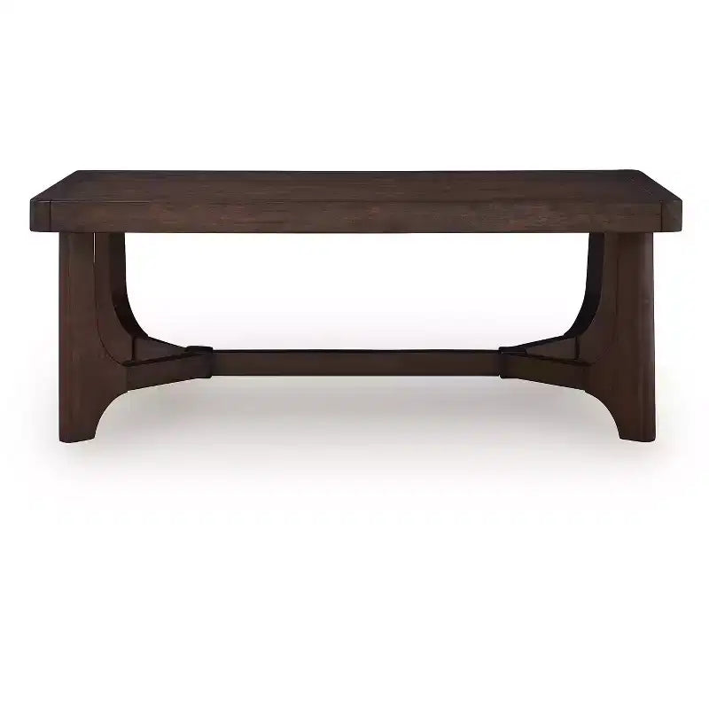 Brown Rectangle Coffee Table, 4-Leg Base, 1-Piece