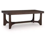 Brown Rectangle Coffee Table, 4-Leg Base, 1-Piece