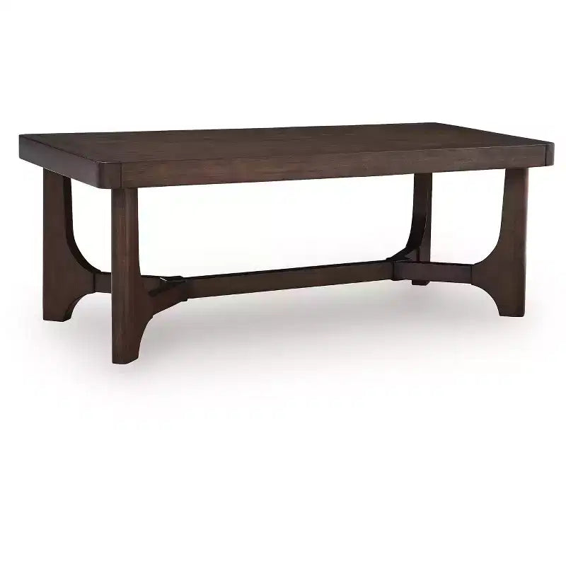 Brown Rectangle Coffee Table, 4-Leg Base, 1-Piece