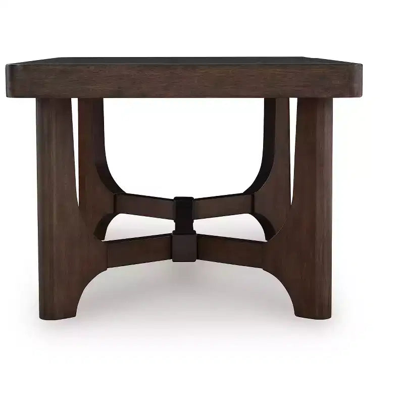 Brown Rectangle Coffee Table, 4-Leg Base, 1-Piece