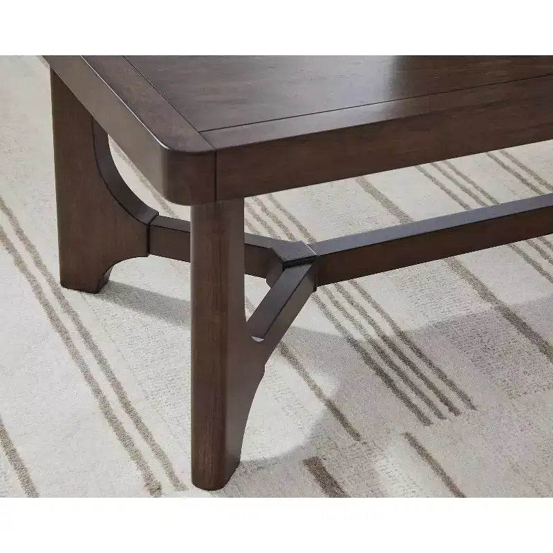 Brown Rectangle Coffee Table, 4-Leg Base, 1-Piece