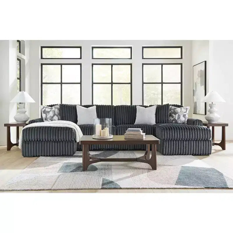 Brown Rectangle Coffee Table, 4-Leg Base, 1-Piece