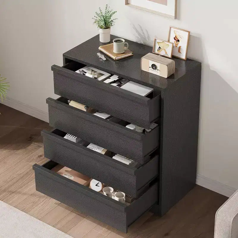 Black 4-Drawer Dresser, 1-Person Use