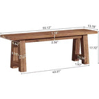 Brown Farmhouse Solid Wood Bench with A-Shaped Legs, 2-Person, 55"