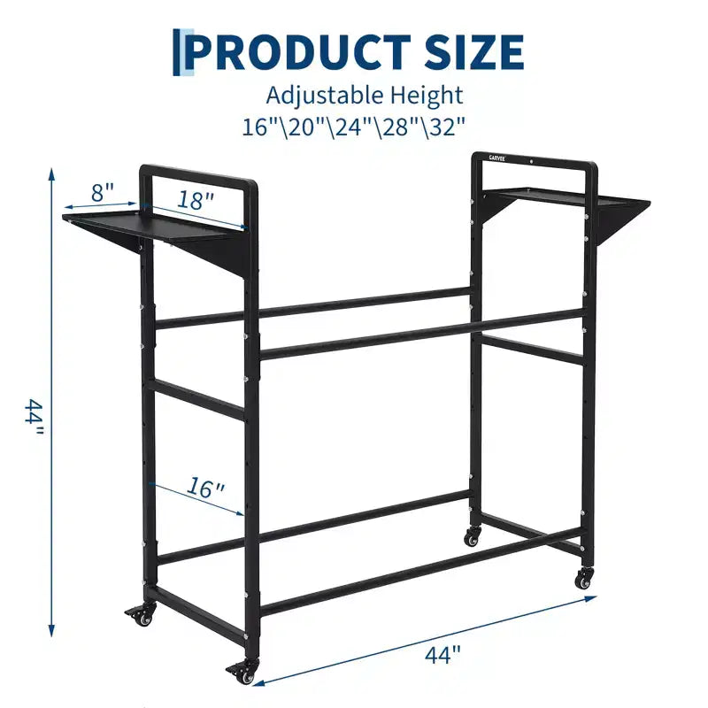 Black Metal Rolling Tire Storage Rack with Dust Cover, 1-Person Use