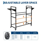 Black Metal Rolling Tire Storage Rack with Dust Cover, 1-Person Use