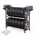 Tire Storage Rack with Anti-Dust Cover, 44 x 16 x 44 Adjustable Rolling Tire Rack with 4 Wheels, Garage Tire Storage Stand, Holds Up to 660 lbs