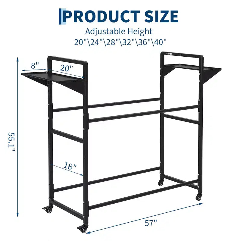 Black Metal Rolling Tire Storage Rack with Dust Cover, 1-Person Use
