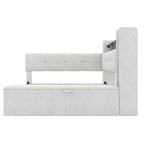 Beige/Grey Upholstered Platform Bed with LED, USB Ports & Storage Drawers, Twin/Full