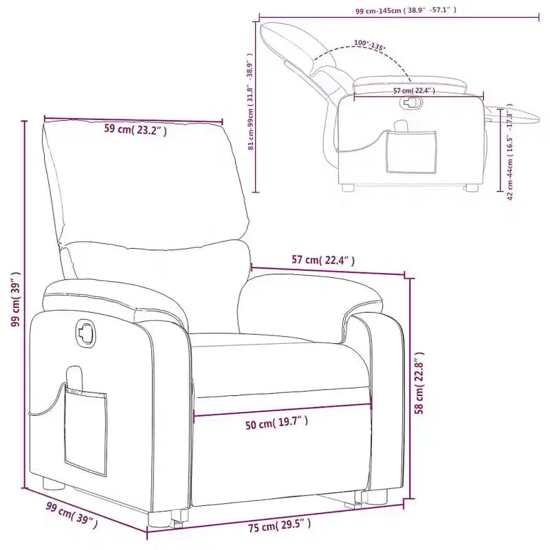 Light Gray / Manual Push Back Massage Recliner Chair – 1-Seater