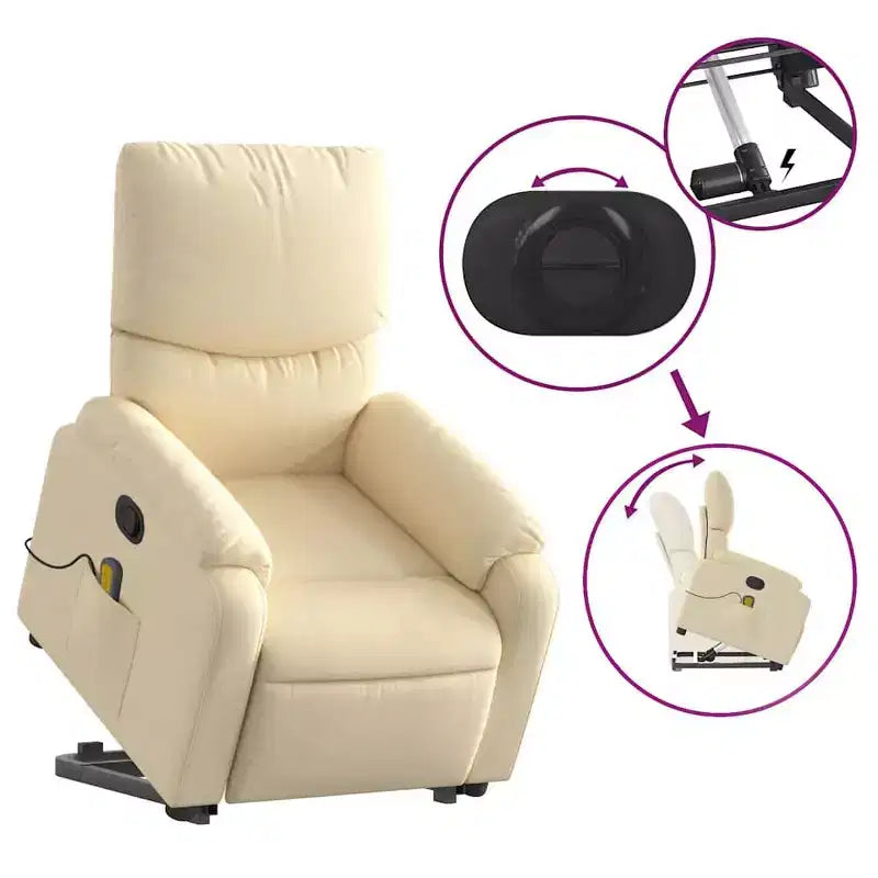Light Gray / Manual Push Back Massage Recliner Chair – 1-Seater