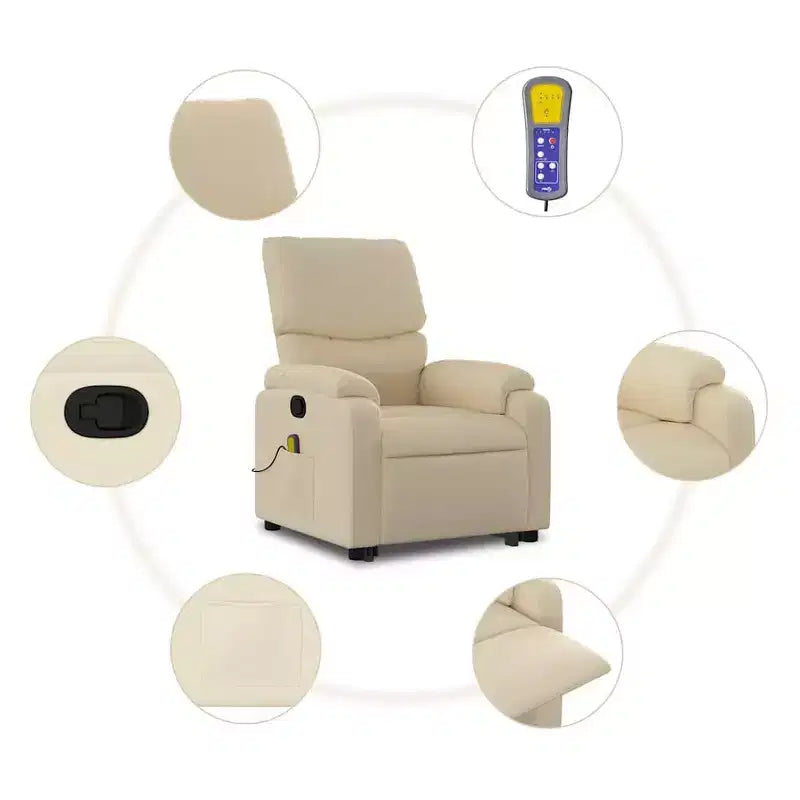 Light Gray / Manual Push Back Massage Recliner Chair – 1-Seater
