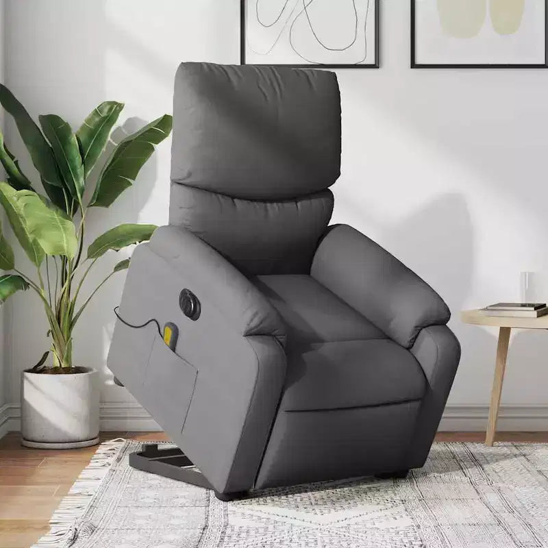 Light Gray / Manual Push Back Massage Recliner Chair – 1-Seater
