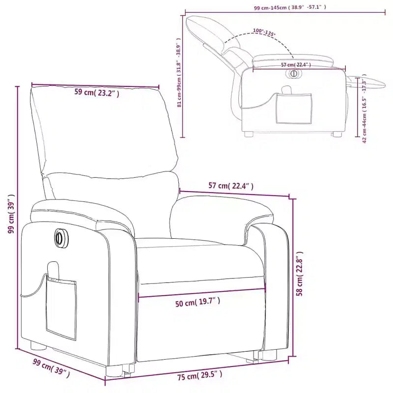 Light Gray / Manual Push Back Massage Recliner Chair – 1-Seater