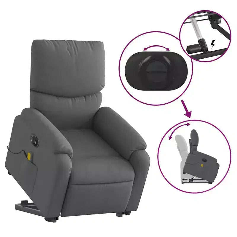 Light Gray / Manual Push Back Massage Recliner Chair – 1-Seater