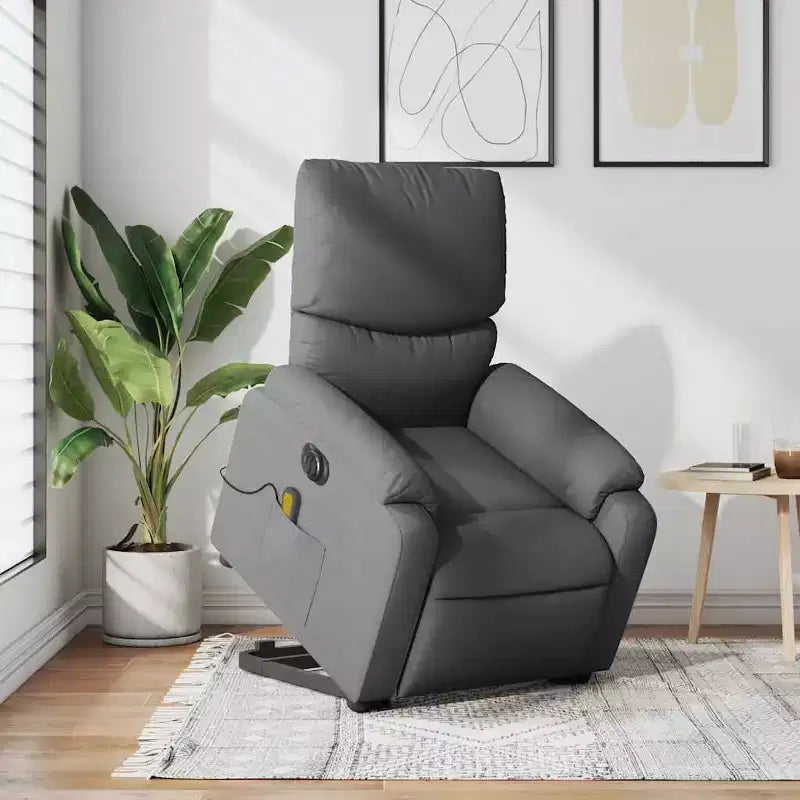 Light Gray / Manual Push Back Massage Recliner Chair – 1-Seater