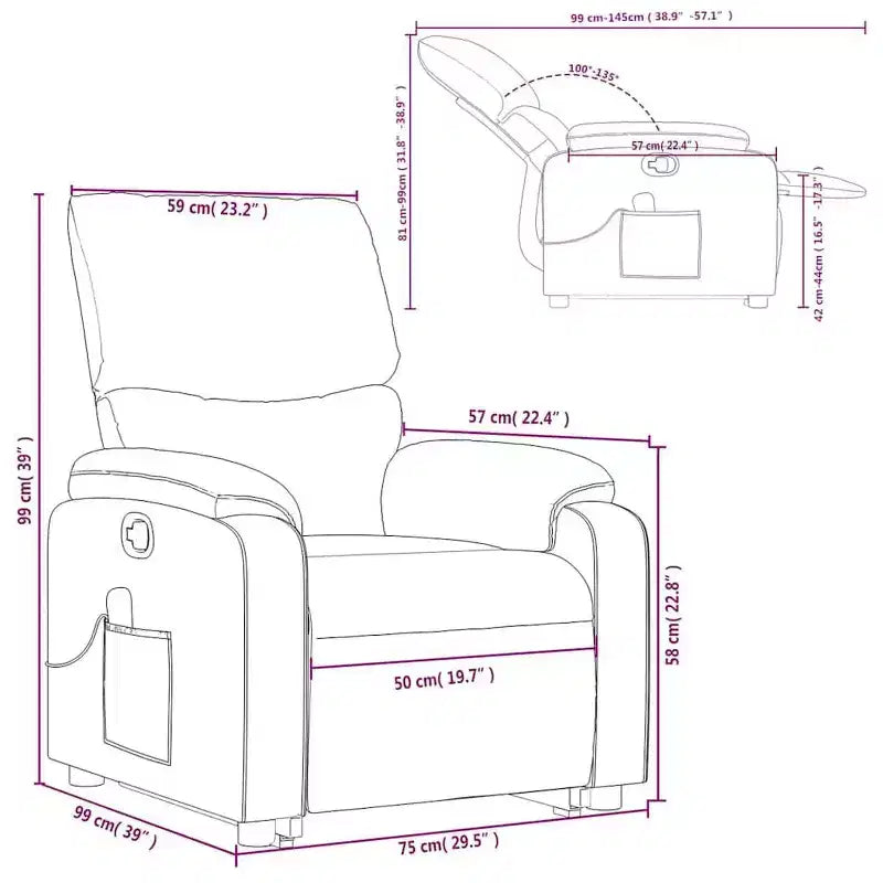 Light Gray / Manual Push Back Massage Recliner Chair – 1-Seater
