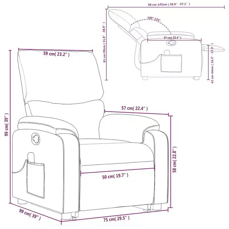 Light Gray / Manual Push Back Massage Recliner Chair – 1-Seater