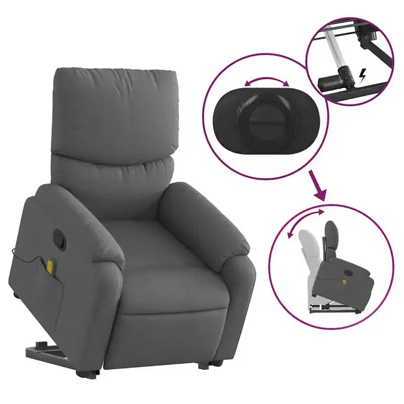 Light Gray / Manual Push Back Massage Recliner Chair – 1-Seater