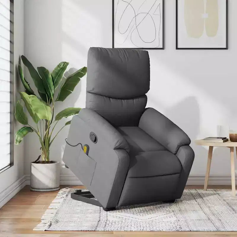 Light Gray / Manual Push Back Massage Recliner Chair – 1-Seater
