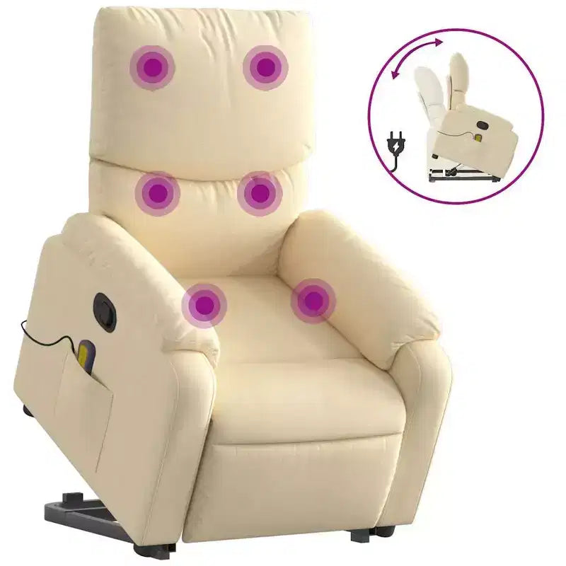 Light Gray / Manual Push Back Massage Recliner Chair – 1-Seater
