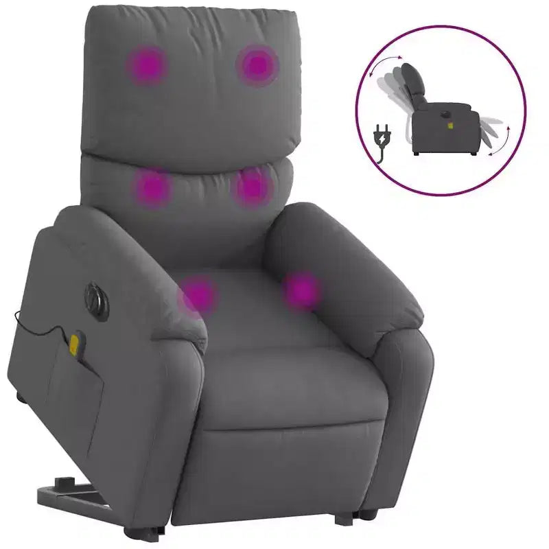 Light Gray / Manual Push Back Massage Recliner Chair – 1-Seater