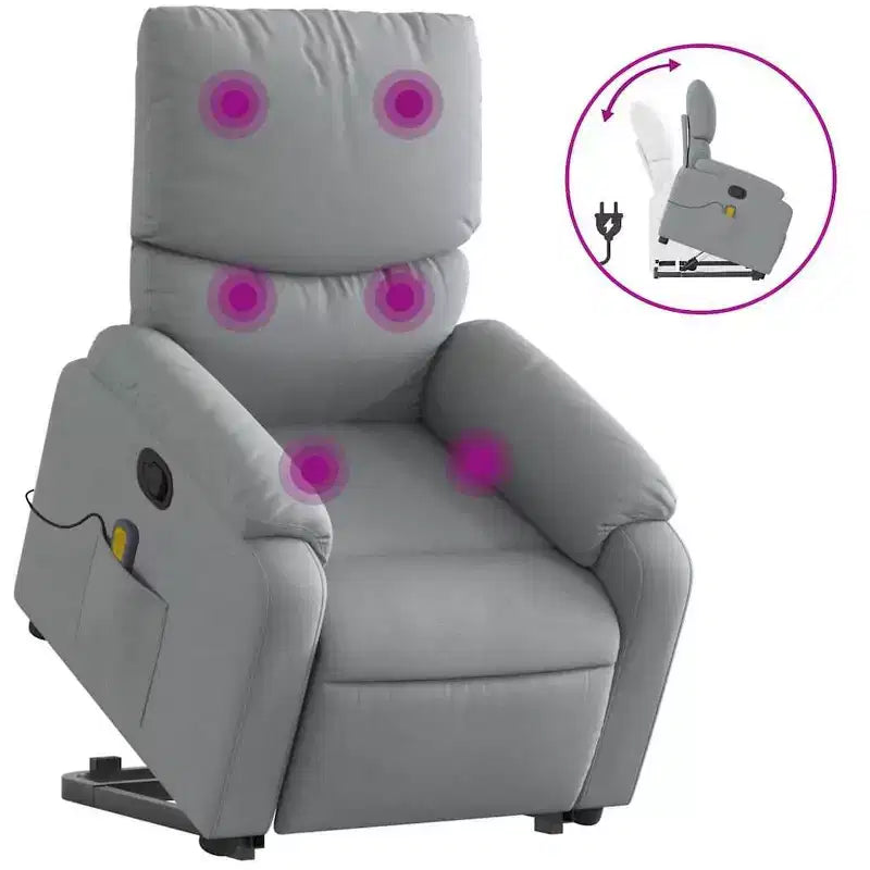 Light Gray / Manual Push Back Massage Recliner Chair – 1-Seater