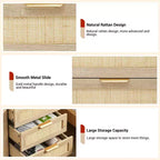 Oak Rattan 3-Drawer Nightstand, 1-Person Use