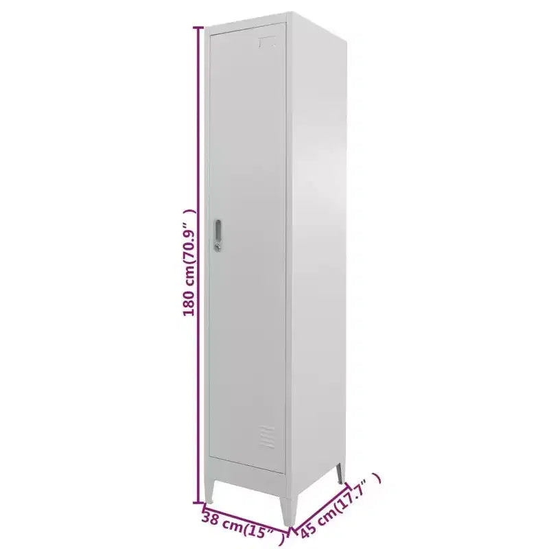 Grey Steel Single-Door Locker Cabinet, 1-Person, Industrial Style
