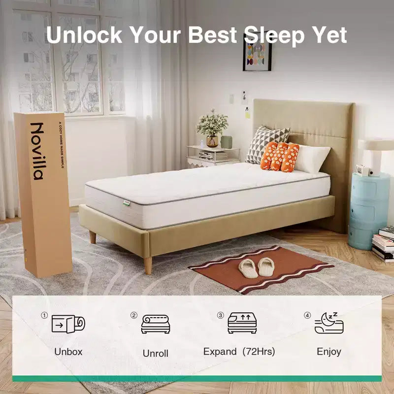 White Knit Medium Firm Gel Memory Hybrid Mattress, Twin/Full/Queen/King, 1–2 Person