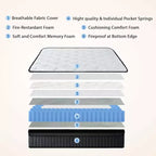 White Hybrid Mattress, Medium Firm, 8" Thick, For 2 People